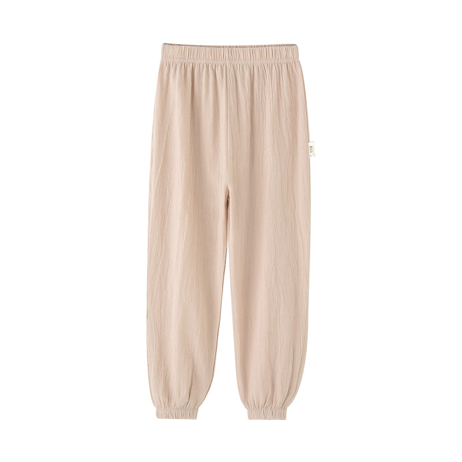 【送料無料】[KISBINI] ベビー服 ロングパンツ 男の子 女の子 長ズボン キッズ 綿100％ 無地 夏服 ボトムス 薄手 通気 冷房用 防虫 美脚ストレッチ 夏虫刺され予防 涼しい 90 100 110 120 130 色：ベージュ、サイズ：130