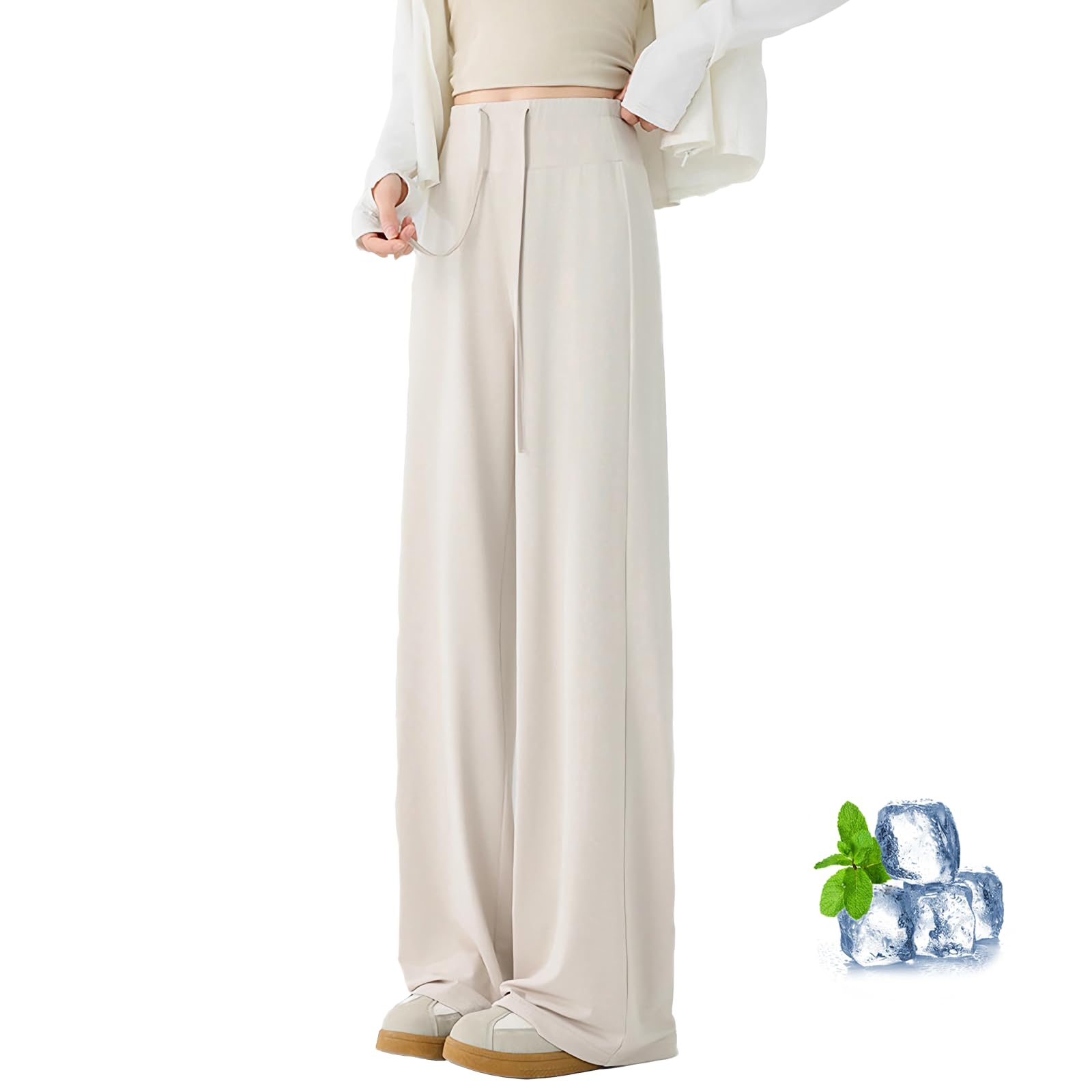 【送料無料】[inotenka] ワイドパンツ レディース UVカット ロング丈 蚊・日焼け防止 接触冷感 通気性 ..