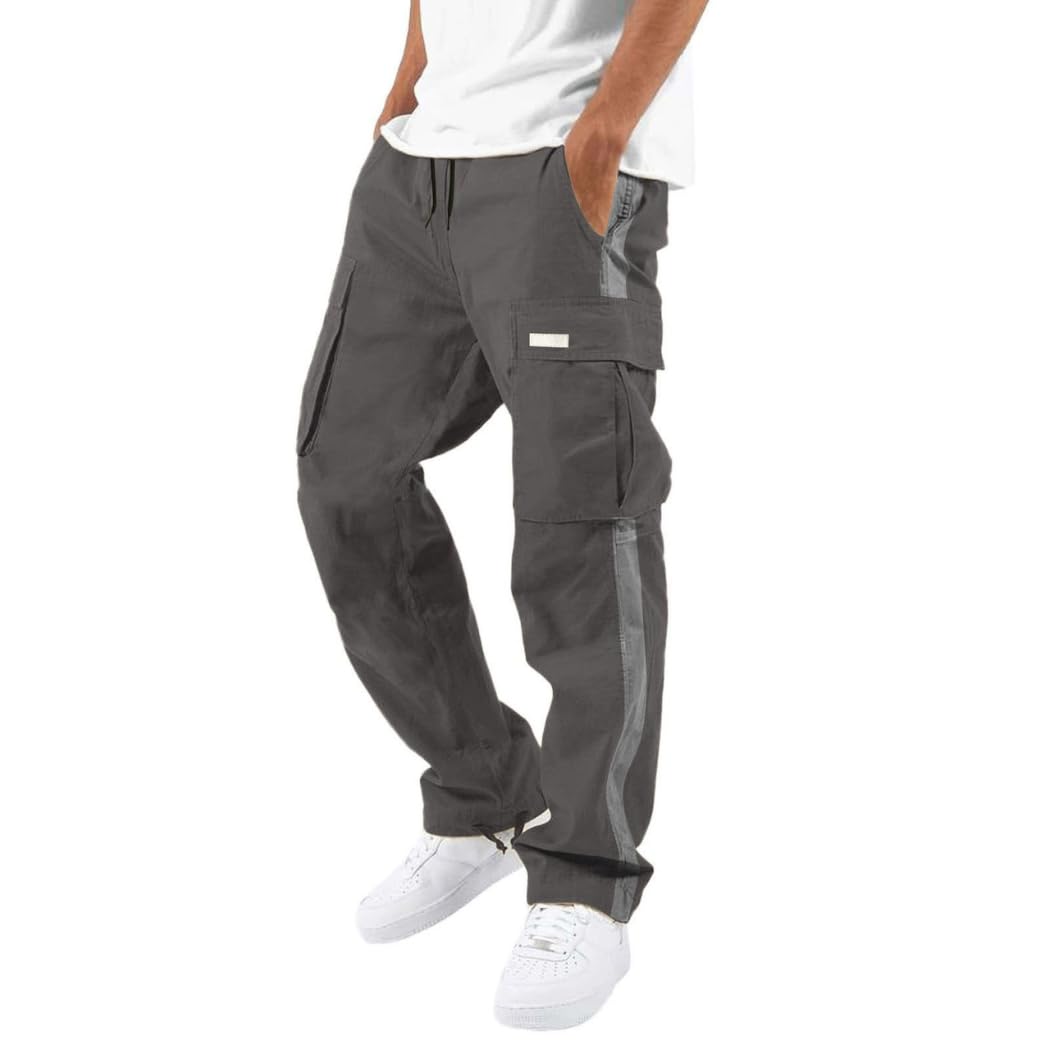 【送料無料】[Inkpoo] ズボン メンズ カーゴパンツ 秋服 スーパーストレッチ パンツ ボトムス おしゃれ ずぼん ボトムス シンプル 調整紐 カラーマッチング 作業着 快適 春冬 メンズ リラックスパンツ 服 Dark Gray XL 色：#16-ダークグレー、サイズ：XL