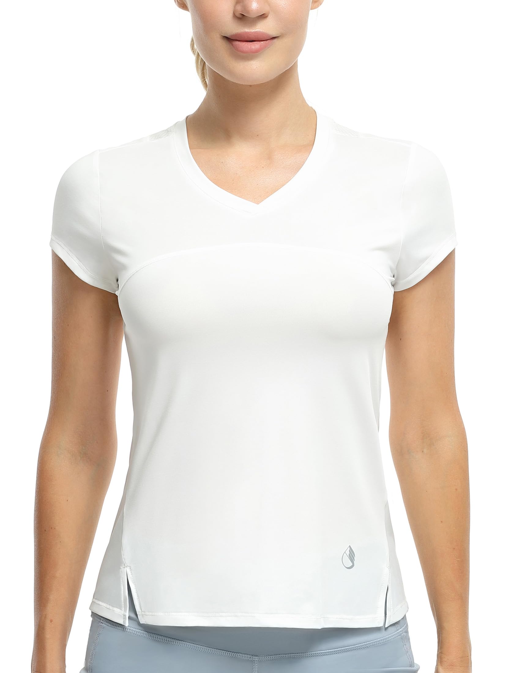 【送料無料】[icyzone] レディーススポーツ半袖TシャツVネックフィットネスヨガランニングウェア 色：..