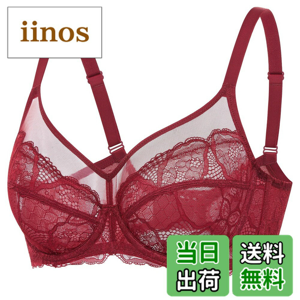 【送料無料】[DOBREVA] ブラジャー 大きいサイズ レディース レース シースルー セクシー ワイヤー入り パッドなし 小さく見せる 色：チャイニーズレッド、サイズ：B70