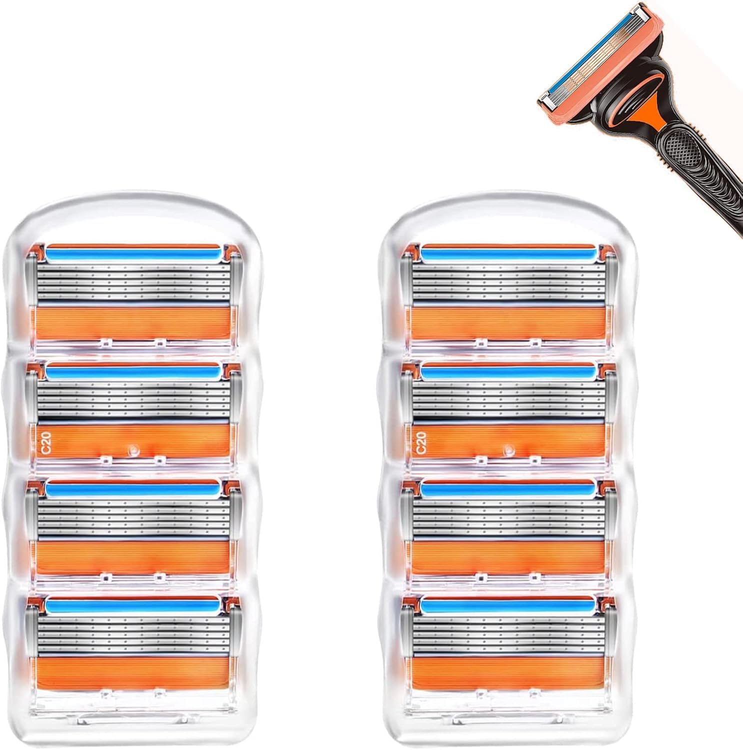 【送料無料】Txdzking ジレット対応 フュージョン/プログライド 替刃 色：ANG-SD、サイズ：オレンジ8個