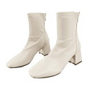 【送料無料】 スクエアトゥショートブーツ ショートブーツ ソフトタッチ ストレッチブーツ フェイクレザー センターライン シューズ レディース 後ろジッパー 太...