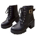 【送料無料】 超軽量 厚底 ショートブーツ レディース ブーツ レースアップ チャンキーヒール スノーブーツ 厚底アンクルブーツ 太ヒール 厚底レースアップブー...