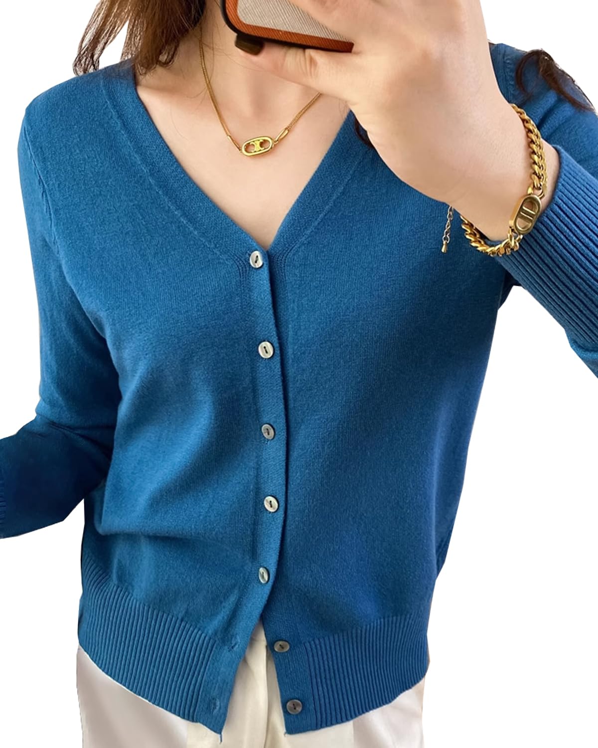 【送料無料】 ［サンカク］カーディガン セーター レディース ニット きれいめ 細見え 無地 薄手 オフ..