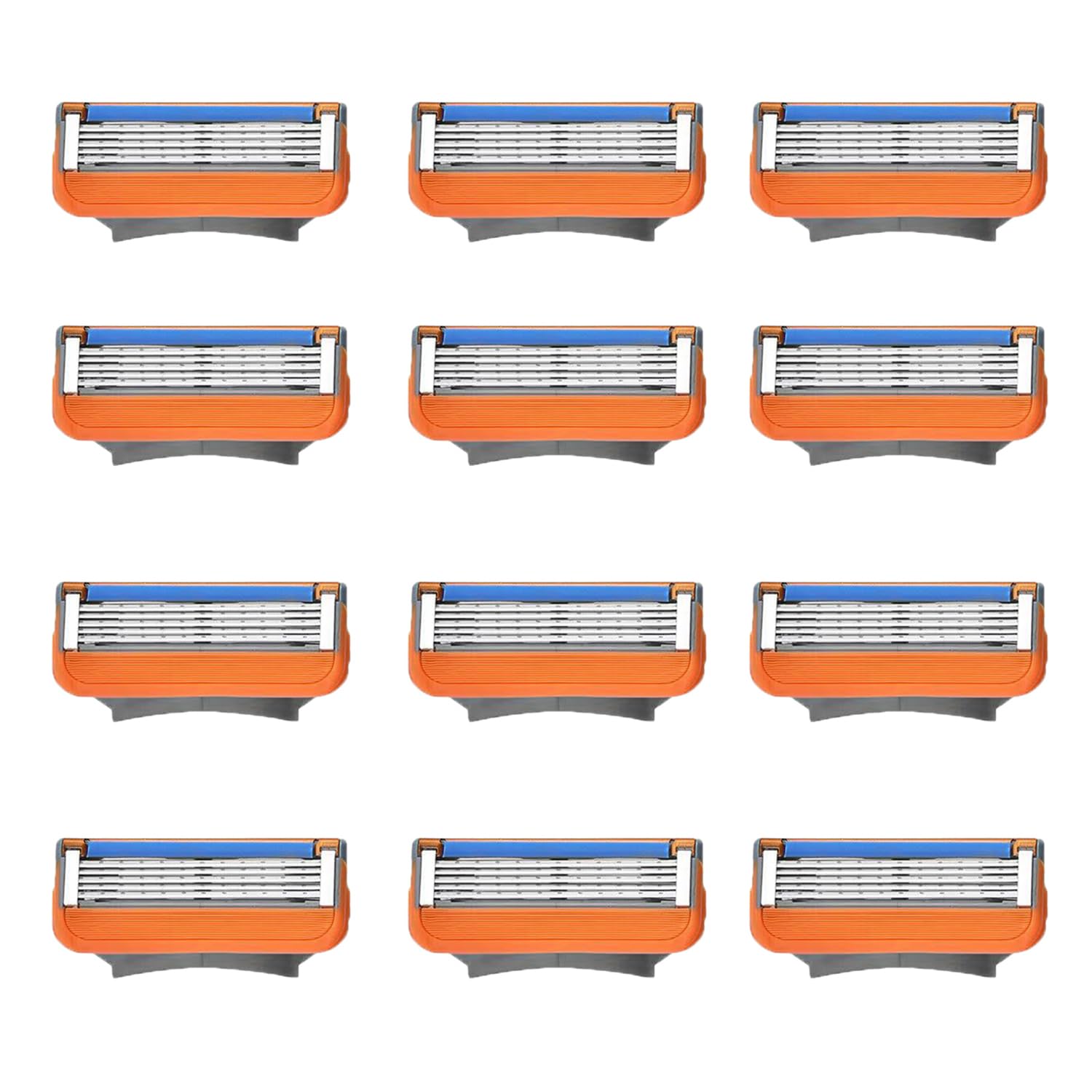 【送料無料】ジレット対応フュージョン替刃Fusion替え刃髭剃りひげをりマニュアルカミソリ交換品 色：オレンジ、サイズ：12