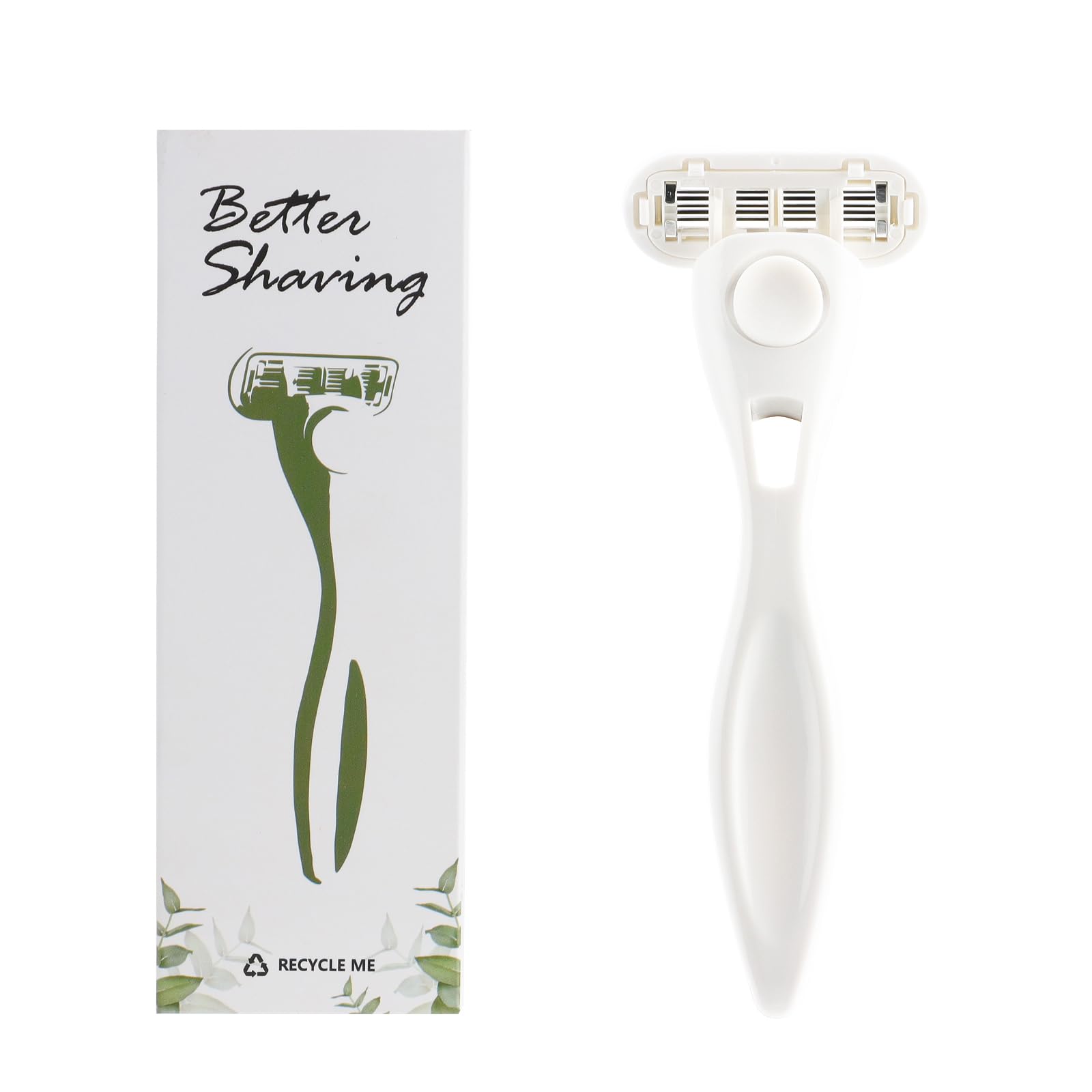 【送料無料】AioBos カミソリ 女性用 レディース 敏感肌用 剃刀 ボディシェーバー 楕円形替刃-大きな表面潤滑ストリップ 色:ホワイト