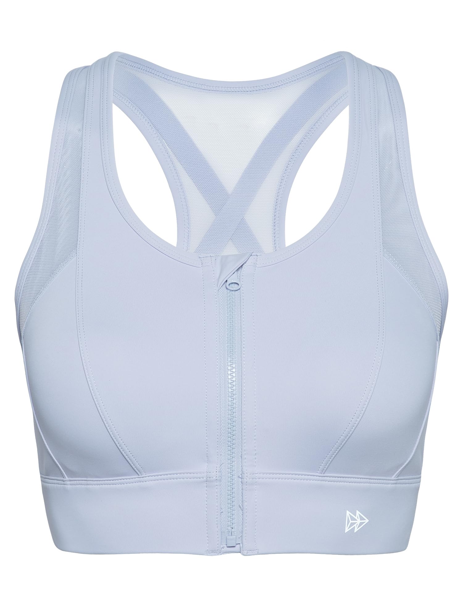 【送料無料】イベット スポーツブラ レディース 揺れない 前開き しっかりサポート メッシュ素材 速乾 ファスナー スポブラ 大きいサイズ トレーニング ジム スポーツブラジャー 色：ライトパープル、サイズ：XL