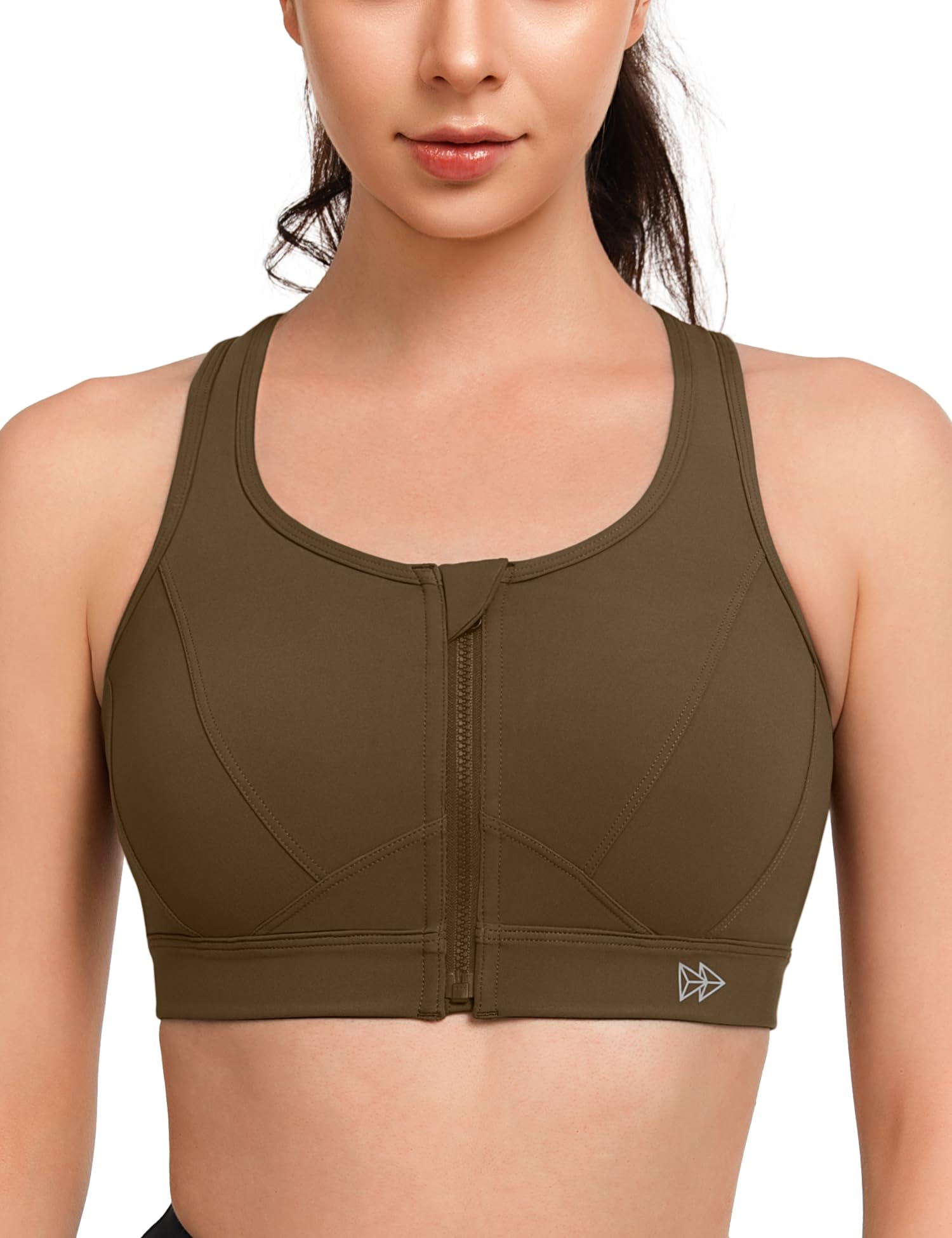 【送料無料】イベット 揺れない スポーツブラ 前開き フィットネス ランニング用ブラ 吸汗速乾 しっかりサポート レディース 色：ベージュ、サイズ：XL