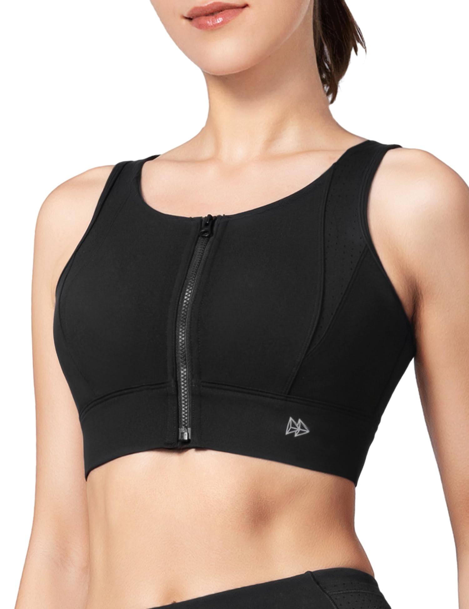 【送料無料】イベット スポーツブラ 揺れない 前開き レディース ハイサポート 大きいサイズ 吸汗速乾 クロスバック 一体型カップ ノンワイヤー ブラジャー ジム ランニング スポブラ 色：ブラック、サイズ：S