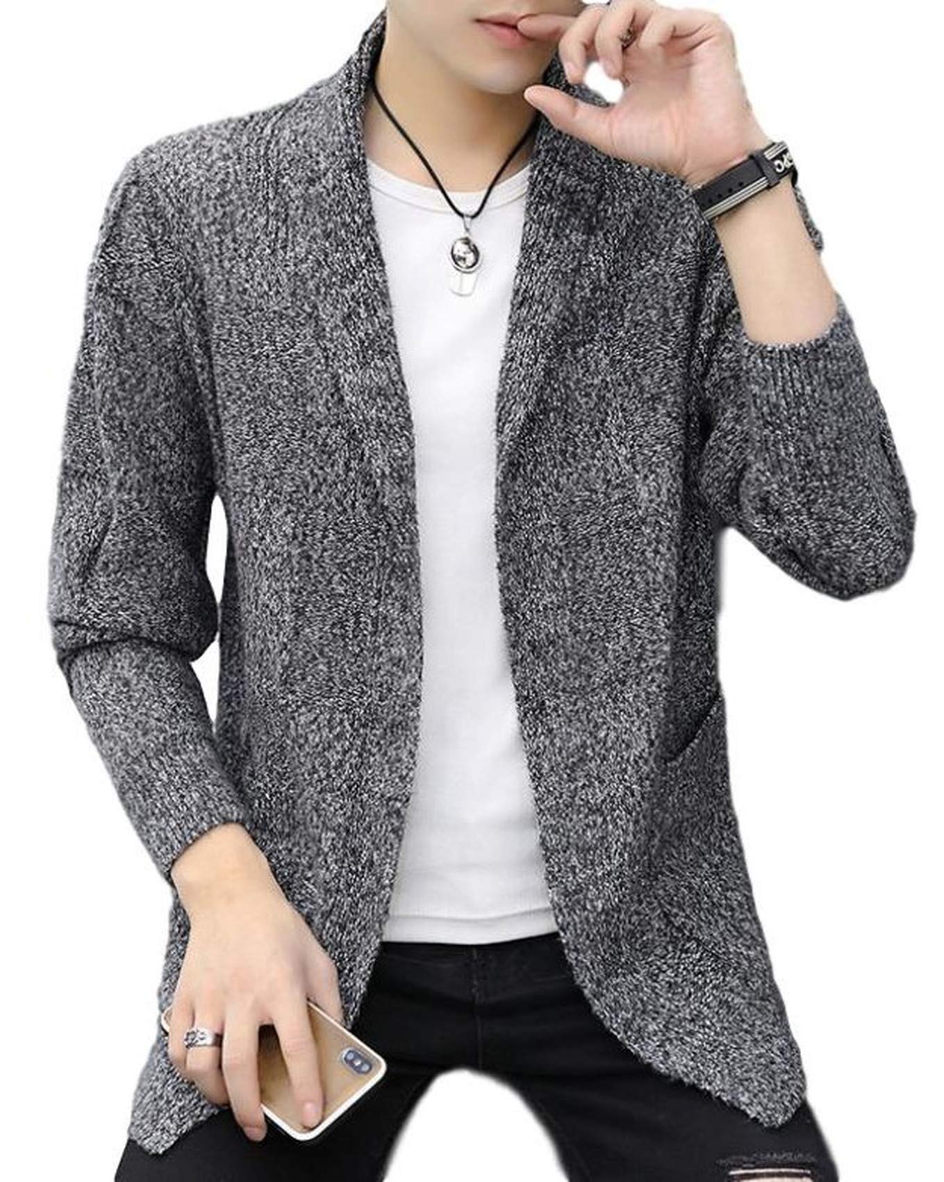 【送料無料】[ベンケ] 【柔らかな肌触り】 ニットカーディガン 格子柄 メンズ 厚手 カジュアル ジャケ..