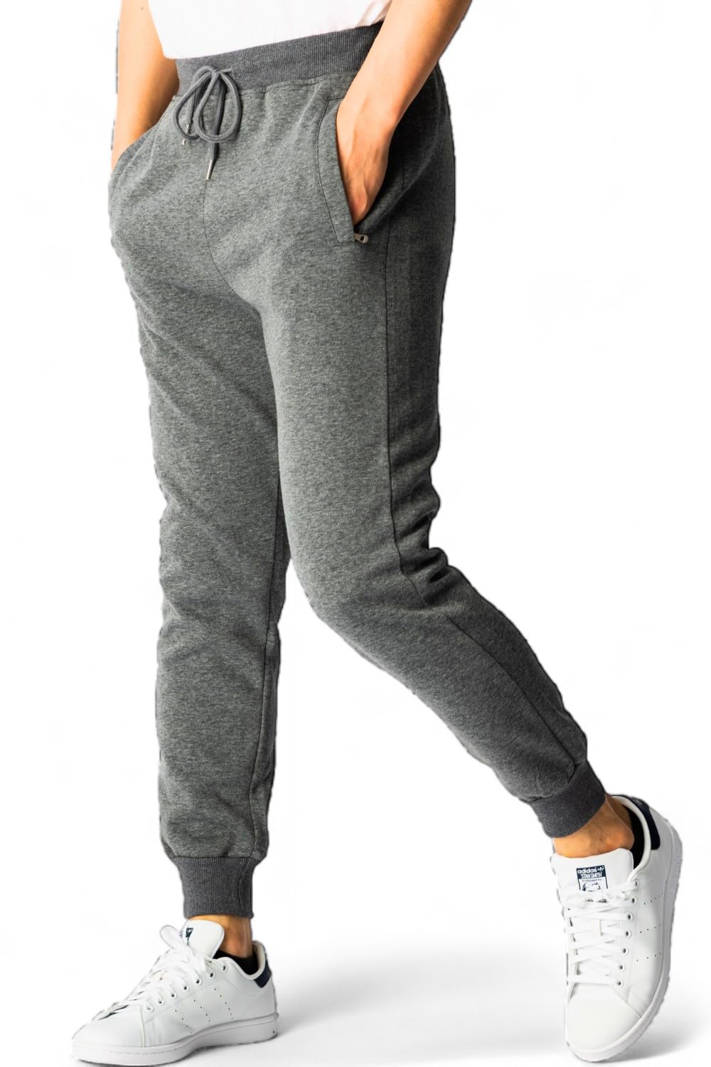 【送料無料】[ベンケ] 【快適な履き心地】 スウェットパンツ メンズ 綿 長ズボン スポーツ 春秋 ジョガーパンツ ルームパンツ カジュアル [ファスナー付きポケット] 色：ダークグレー、サイズ：M