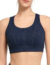 【送料無料】イベット スポーツブラ 揺れない 前開き レディース ハイサポート 大きいサイズ デニムプリント ノーワイヤー 一体型カップ 吸汗速乾 フィットネス...