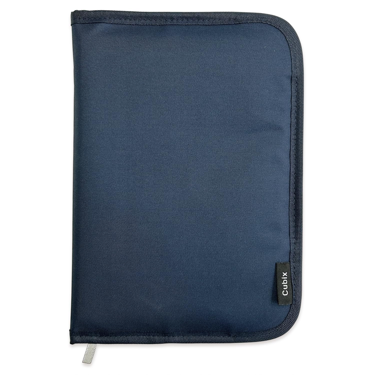 【送料無料】キュービックス ブックカバー ラウンドジップ 色：ネイビー、サイズ：A5判サイズ(新仕様)