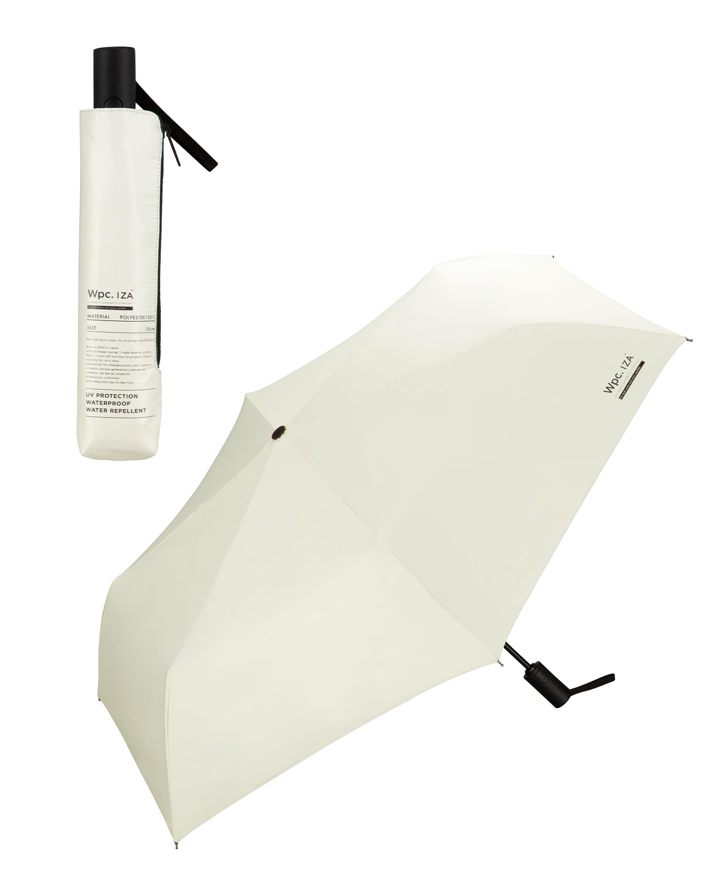 【送料無料】男の晴雨兼用傘 日傘 IZA 通勤 通学 メンズ 男性 レディース 色：オフ、サイズ：親骨：54cm