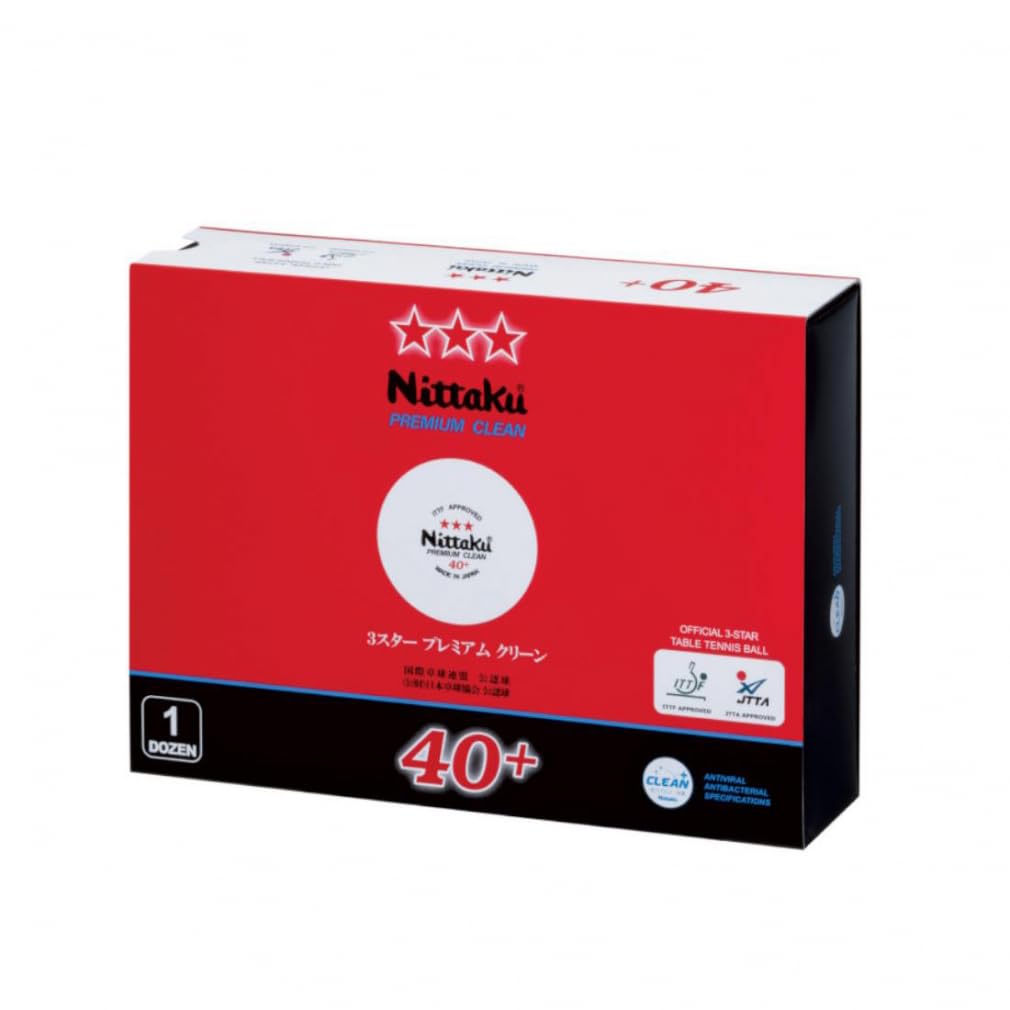 【送料無料】ニッタク(Nittaku) 卓球 ボール 3スター プレミアム クリーン 抗ウイルス・抗菌 国際卓球連盟公認球 日本製 色:ホワイト、サイズ:40m...