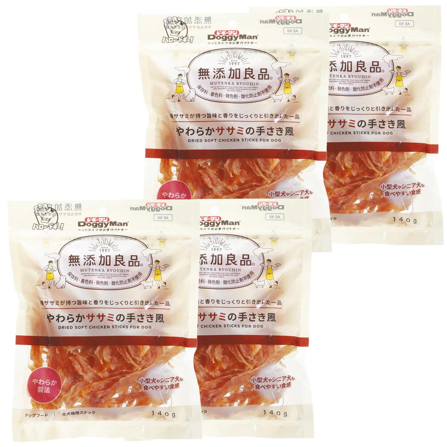 【送料無料】ドギーマン 無添加良品 やわらかササミの手さき風 サイズ：140g (x 4)