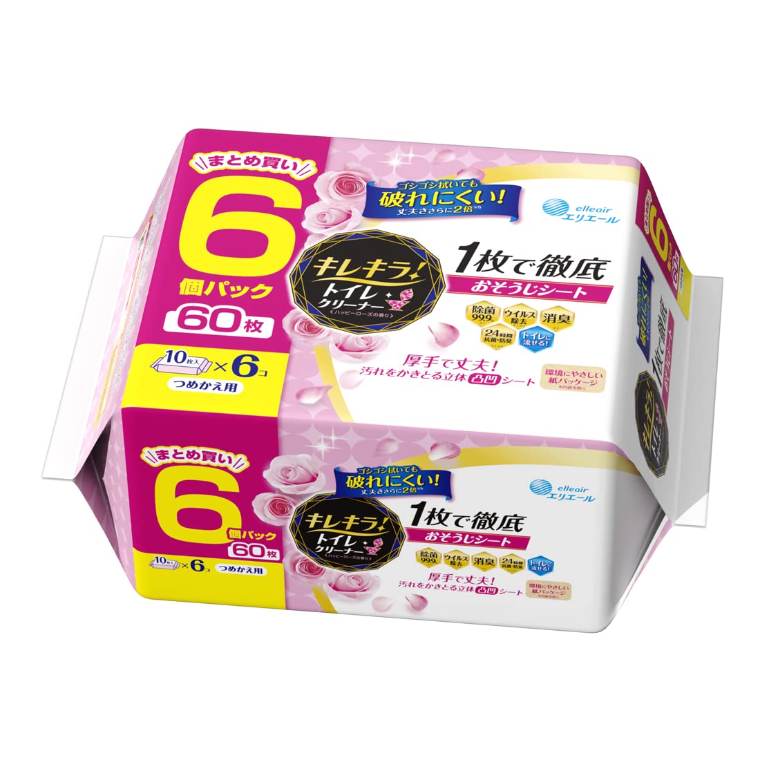 【送料無料】エリエール キレキラ! トイレクリーナー つめかえ用 サイズ：60枚