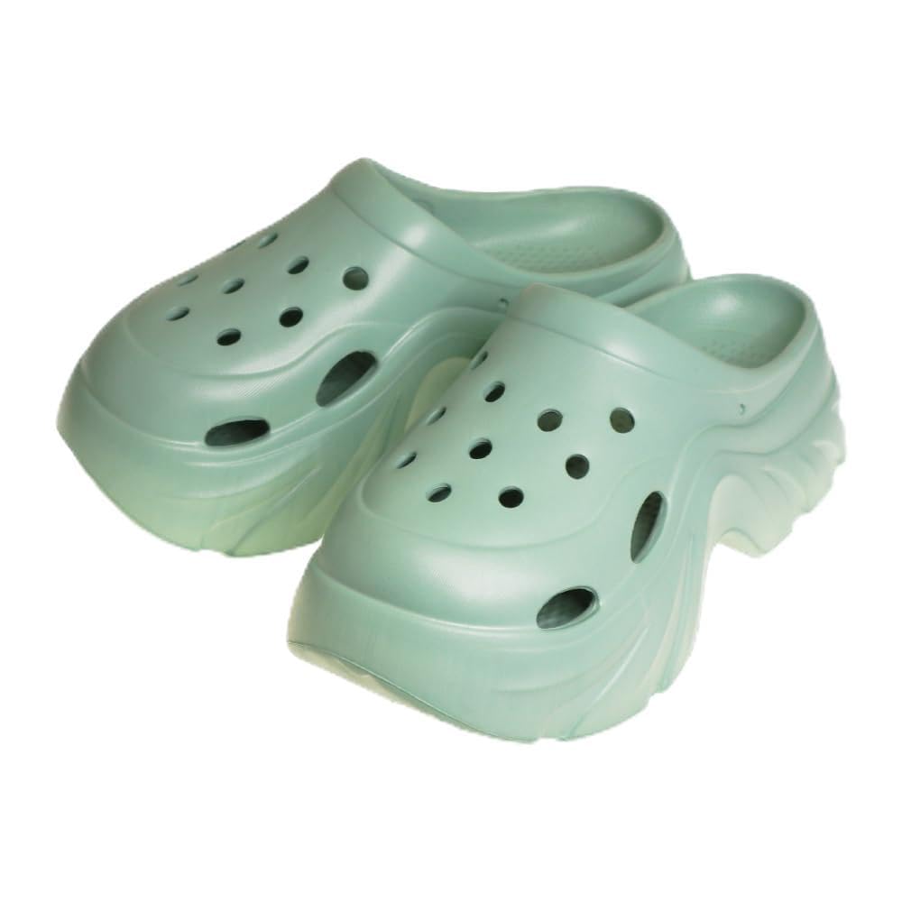 【送料無料】[FASPROJECT] 韓国風 厚底 クロッグ サンダル (レディース) 婦人 女性 ジュニア 軽量 防水 eva サボサンダル 前とじ 5.5cm ヒール SY-12971 色：ミント、サイズ：L
