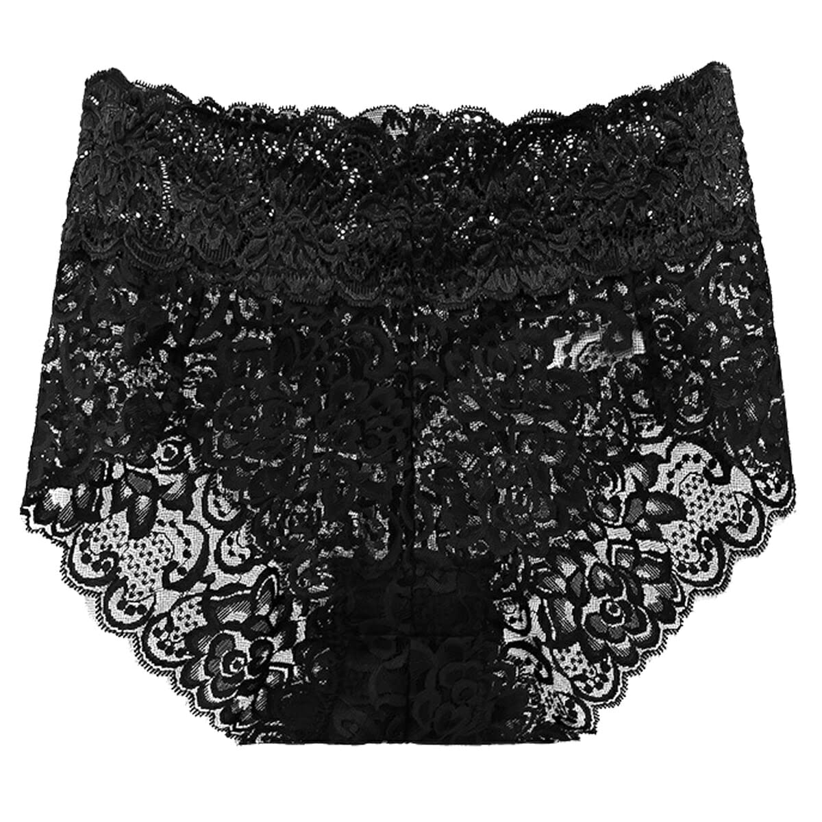 【送料無料】[Karly Shop] 総レース ショーツ レディース 大きいサイズ ひびかない すっぽり 締め付けない 伸びる 深ばき フルバック wf2205 色：ブラック、サイズ：M