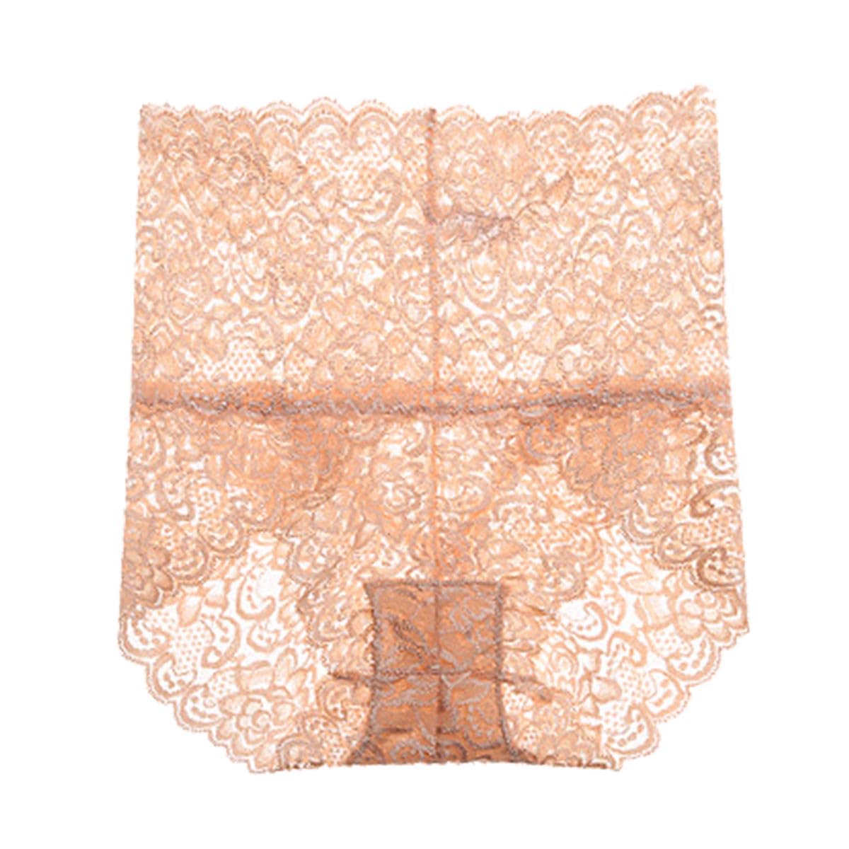 【送料無料】[Karly Shop] ハイウエスト 総レースショーツ レディース ひびきにくい すっぽり 深ばき セクシー 涼しい 大きいサイズ wf1107 色：ベージュ、サイズ：3L