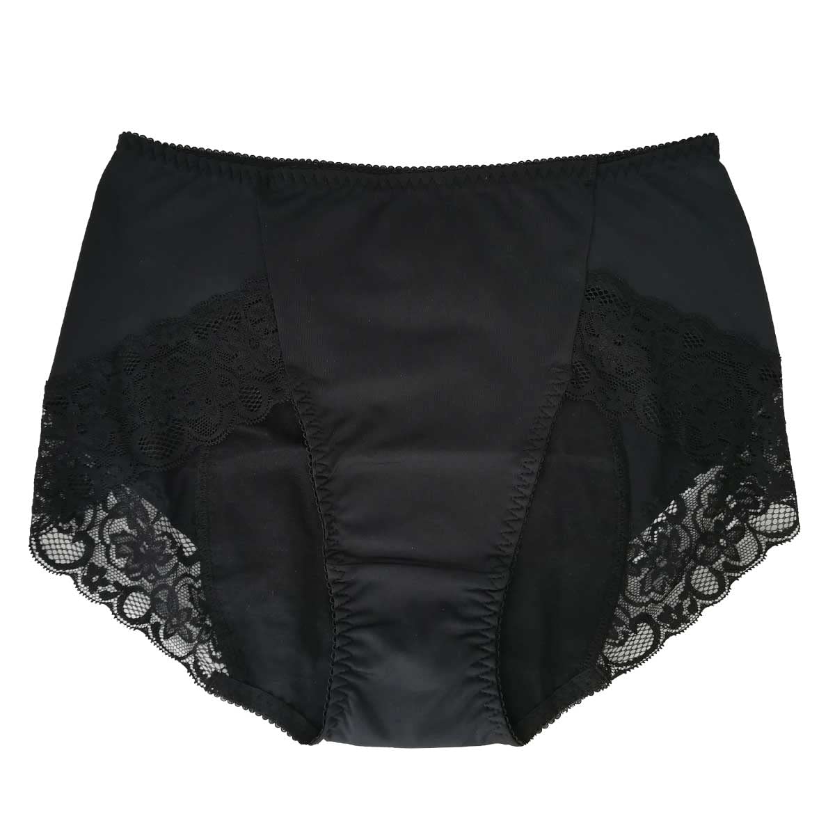 【送料無料】[Karly Shop] サニタリー 生理 ショーツ 多い日 ナイト レース 深ばき すっぽり 大きいサイズ 防水 ずり上がらない くい込まない s734 色：ブラック、サイズ：M