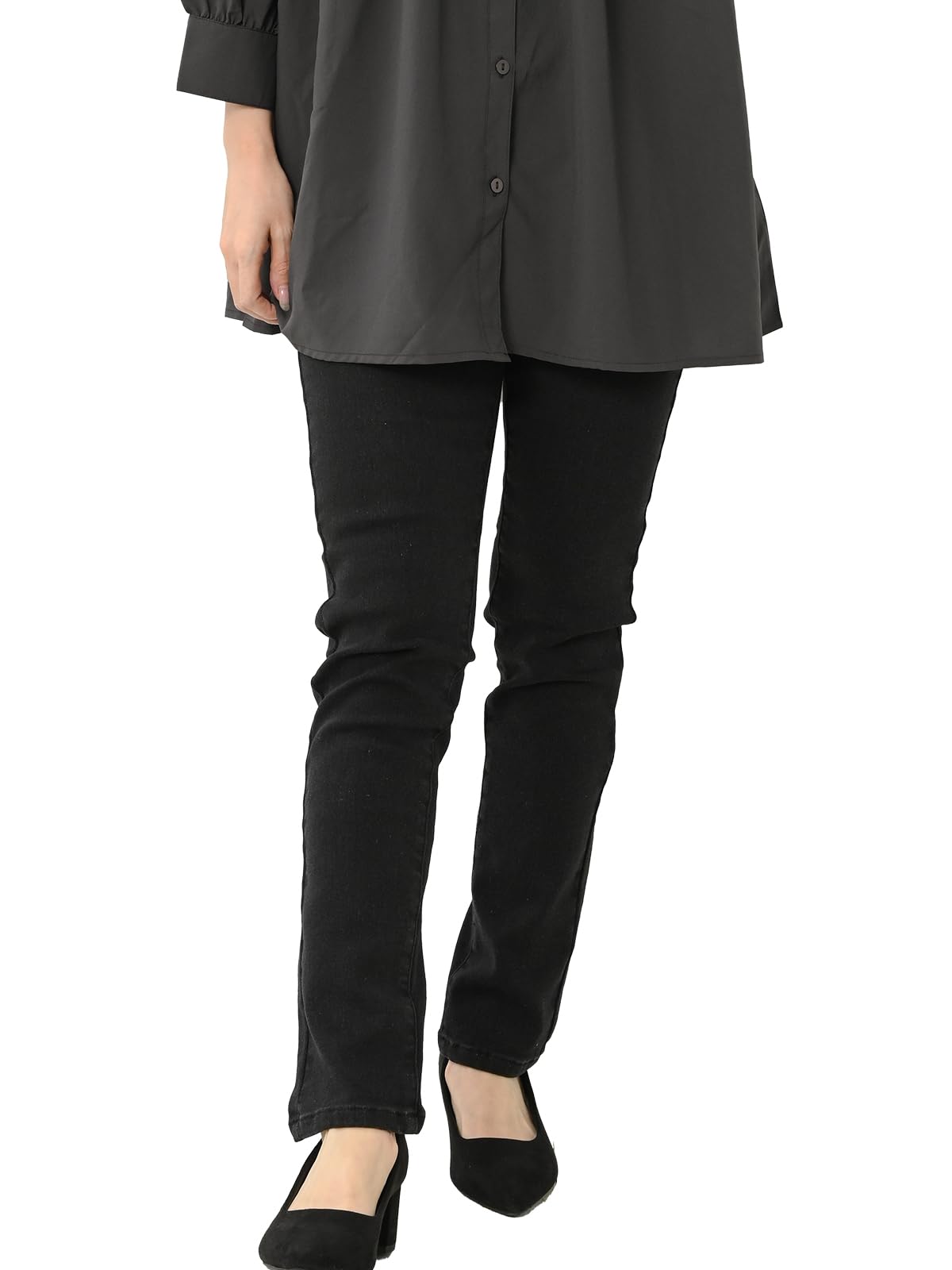 【送料無料】[JANJAM]美脚スキニーデニム 裏起毛パンツ 大きいサイズ レディース スキニーパンツ ストレッチ 美脚 細魅せ 色：ブラック72cm、サイズ：5L