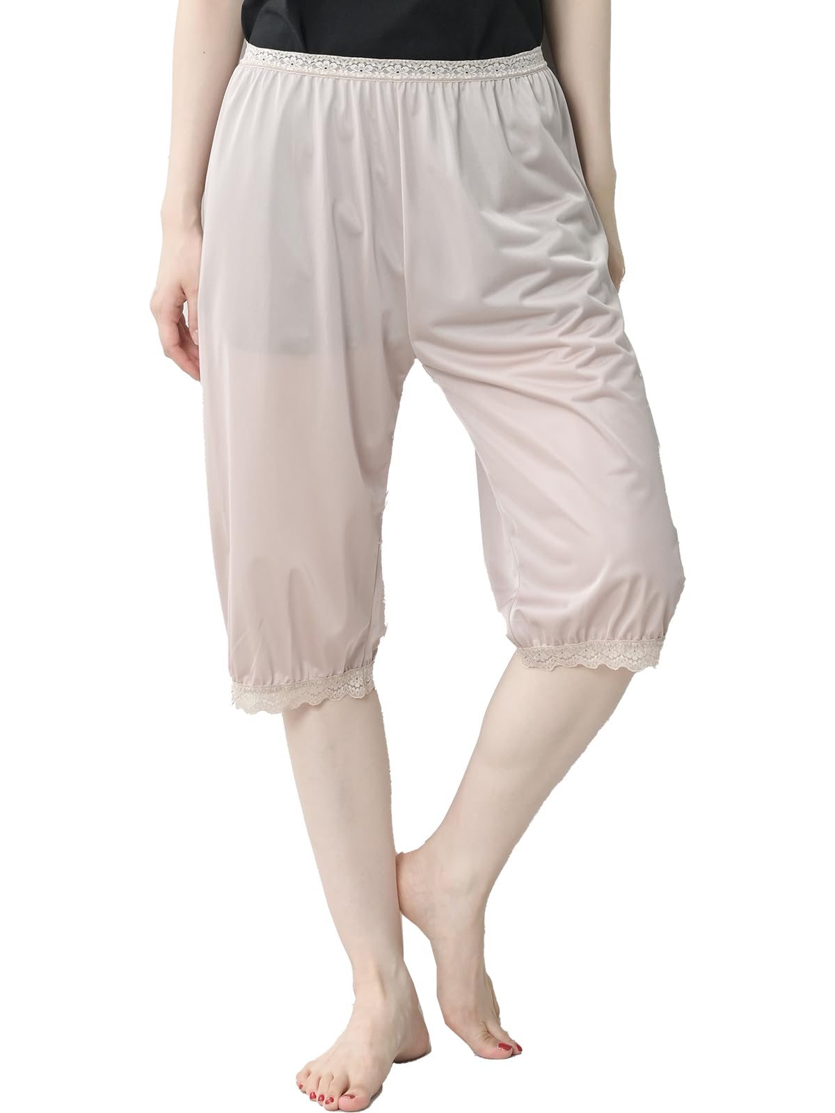 【送料無料】[JANJAM] 大きいサイズ レディース 裾ゴム入りペチパンツ ロング丈 トイレ対策 レース イ..
