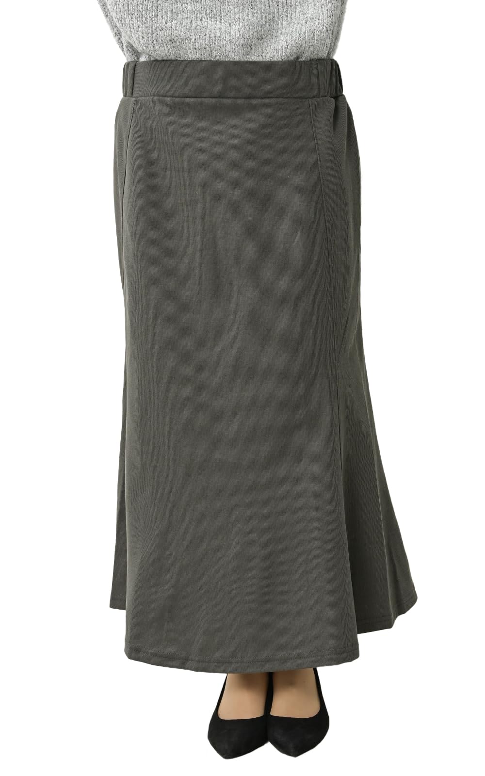 【送料無料】[JANJAM] 大きいサイズ レディース マーメイドスカート ロング丈 あったか裏起毛 ウエストゴム ボトムス 色：チャコール、サイズ：4L