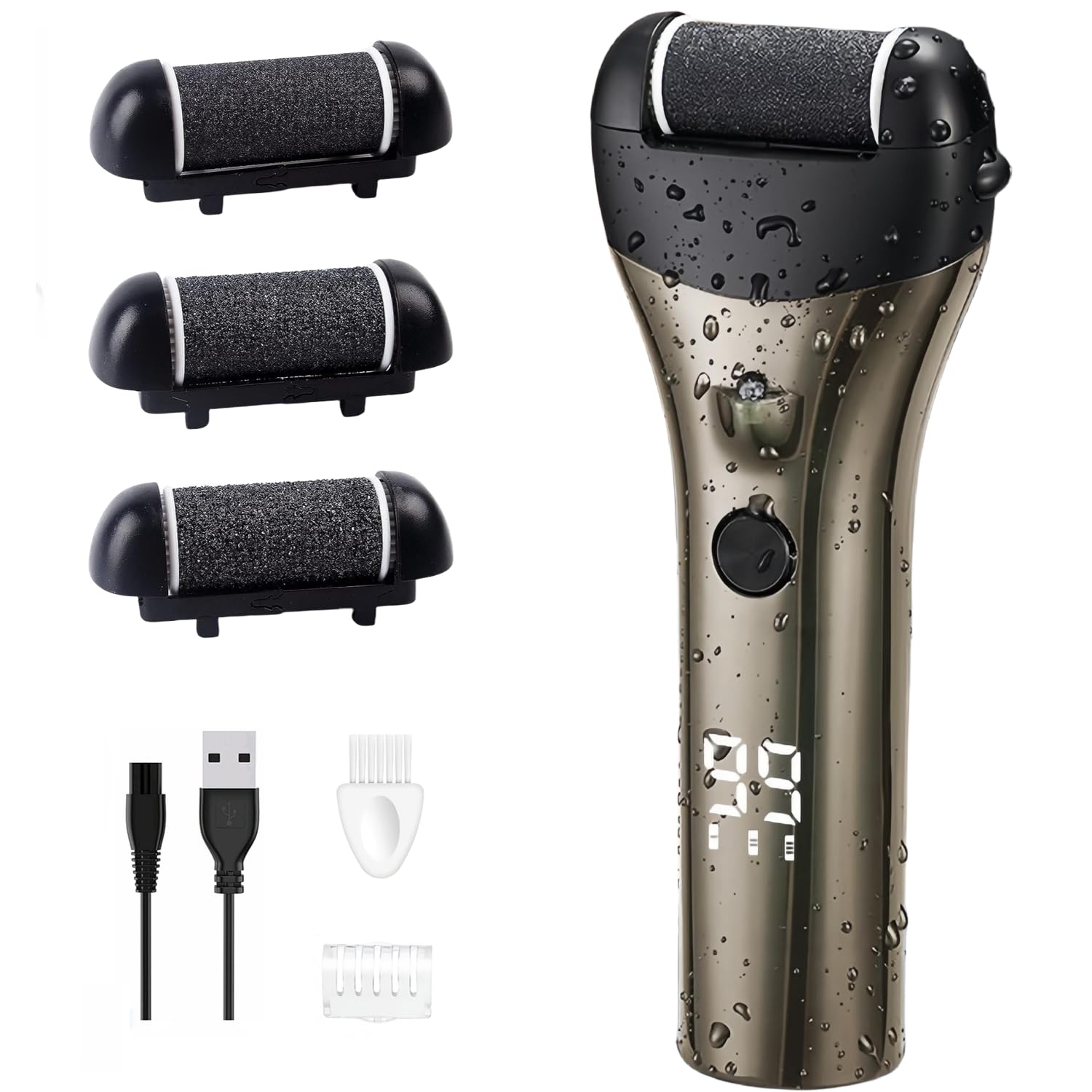 【送料無料】電動角質リムーバー LRCUOPY かかと 角質取り 足 強力パワー 3段階スピード 3種ローラー ..