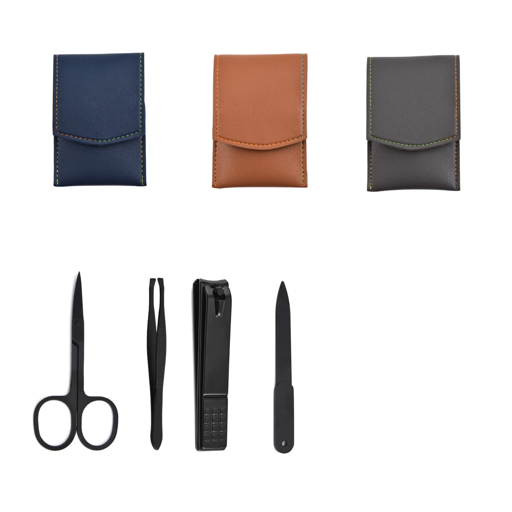 【送料無料】コンパクト 爪やすり 爪切り 美容ハサミ 毛抜き PU皮革 収納ケース 付き 4点セット レディース メンズ ネイルケア 眉用ケア 手足爪磨き はさ...