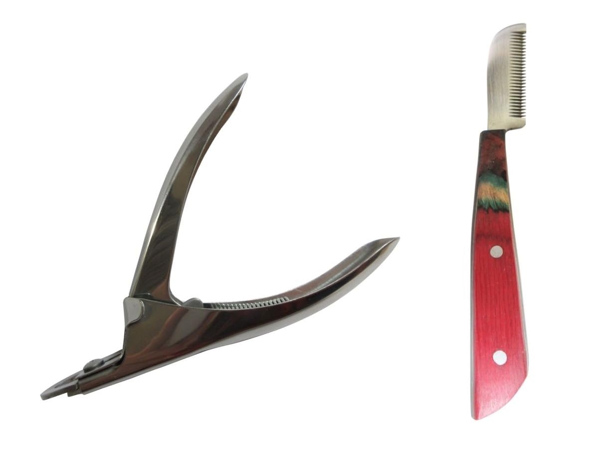 【送料無料】ギロチンタイプの爪切り（シルバー）とトリミングナイフのセット、ケース付き 色：シルバ..