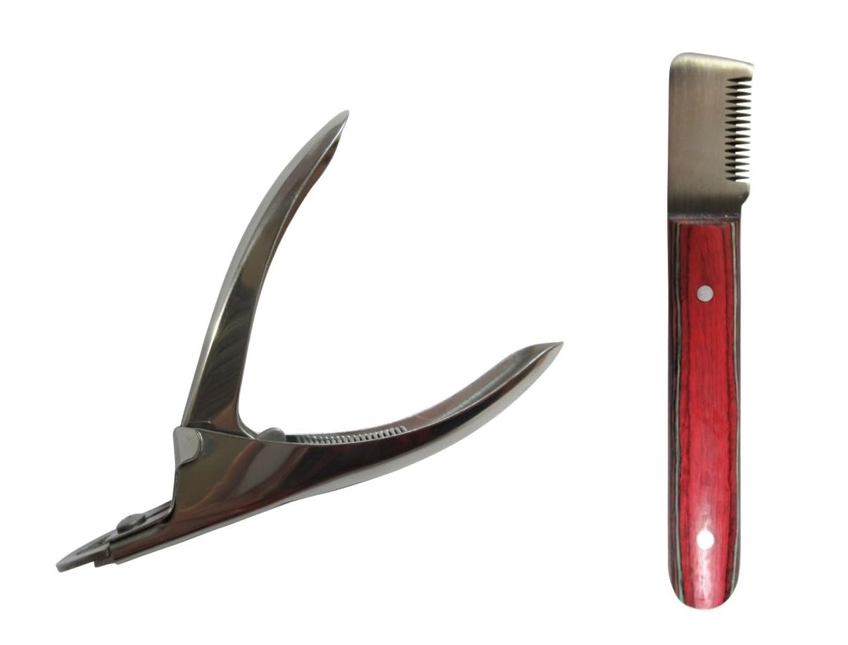 【送料無料】ギロチンタイプの爪切り（シルバー）とトリミングナイフのセット、ケース付き 色：シルバ..