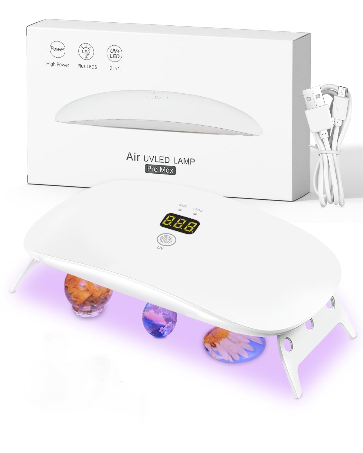 【送料無料】YOBTOP UVライト レジン用 48W 両面照射 48個LED搭載 UV遮光板付き 4段階時間調節 （60秒・180秒・300秒・600秒） デジタル表示 折り畳み式 分離式 uvランプ UVカット 2in1 DIYクラフト ジュエリー作り 色：23個LED、サイズ：36W 23LED