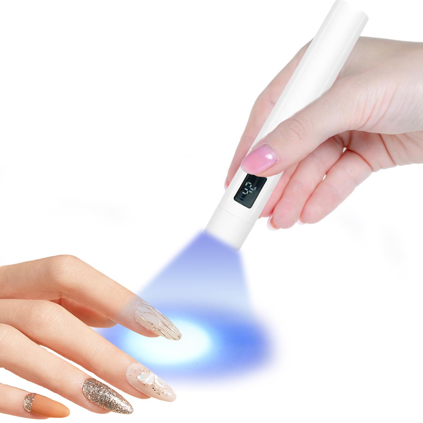 【送料無料】Voocye ネイルライト ペン型 3W uvライト レジン用 ledライト 小型 uvライト ネイル ジェル ネイルライト 硬化ライト USB充電式 led & uv 硬化 速乾 2階段タイマー 全ジェル対応 手足兼用 (ホワイト) 色：ホワイト、サイズ：NailArt02