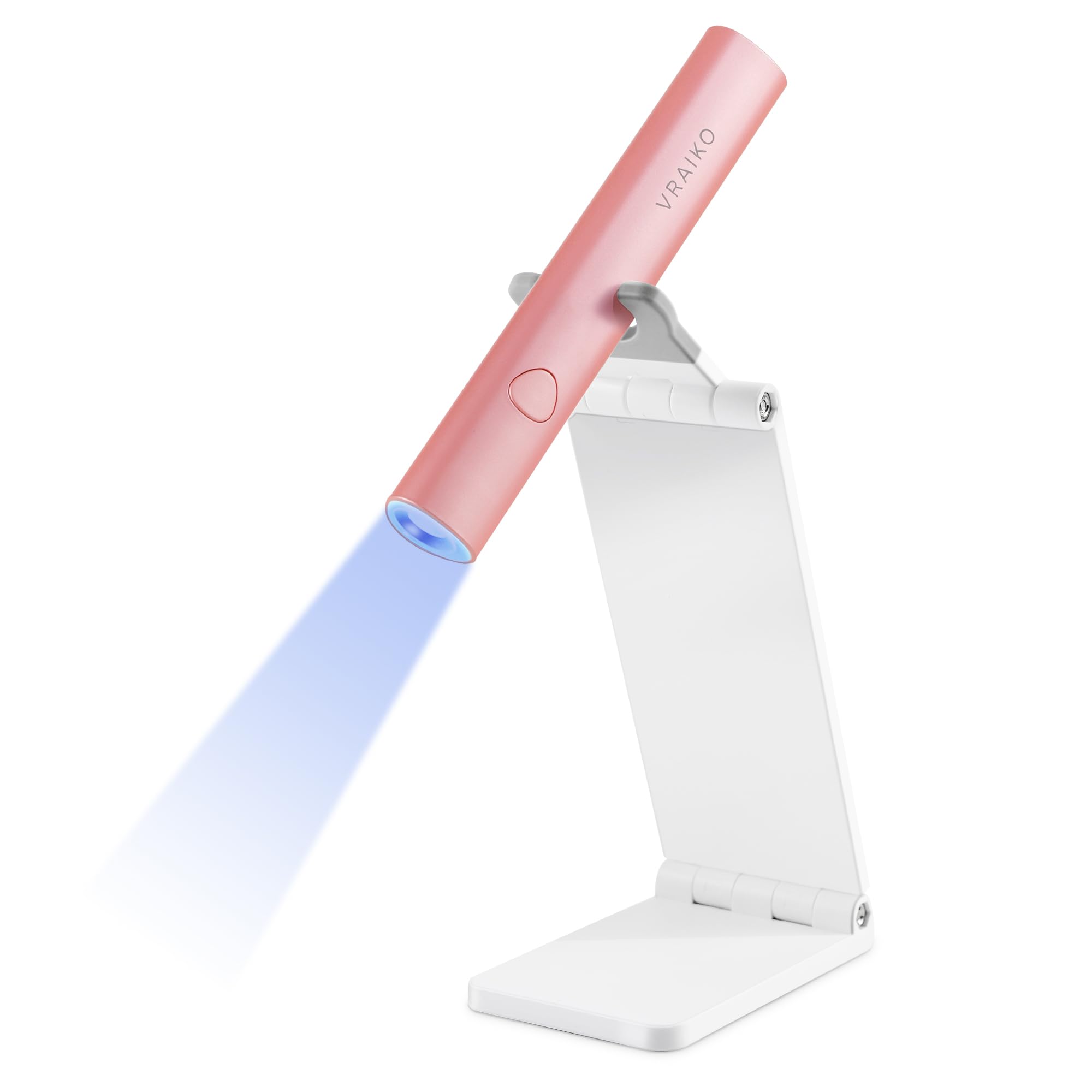 【送料無料】VRAIKO 携帯式UVネイルランプ【充電式/スタンド付き】Mincure ジェル速乾ライト 2段階タイマー(20s・60s) コンパクト設計 手足両用 色：ピンク