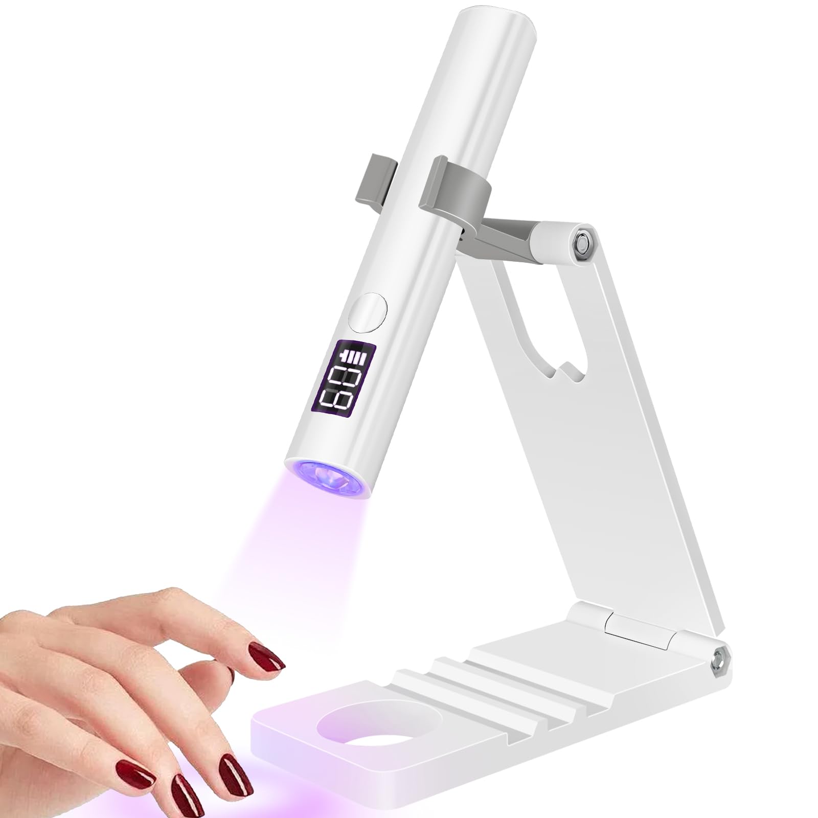 【送料無料】UYTON LED & UV ネイルライト ペン型 ジェルネイルライト スタンド付き ネイルライト 速乾 ハンディ UVライト 2階段タイマー LEDライト 携帯ネイルライト USBコードレス 硬化ライト レジン用 ジェルネイル ライト プロ用 初心者用 ミニ 色：三角型-滑り止め