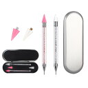 【送料無料】2パックデュアルエンドネイルラインストーンピッカードッティングツール、人間工学に基づいたネイルアートクラフト、2つの予備ワックスヘッド付き、DIYネ...