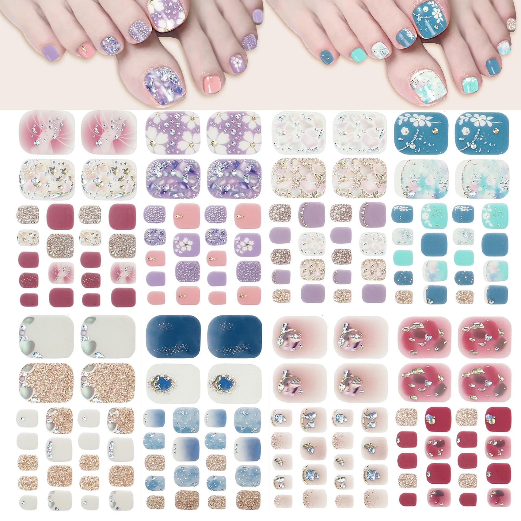 【送料無料】8枚 ネイルシール ジェルネイル 貼るだけ ネイルシール 足用 色：A