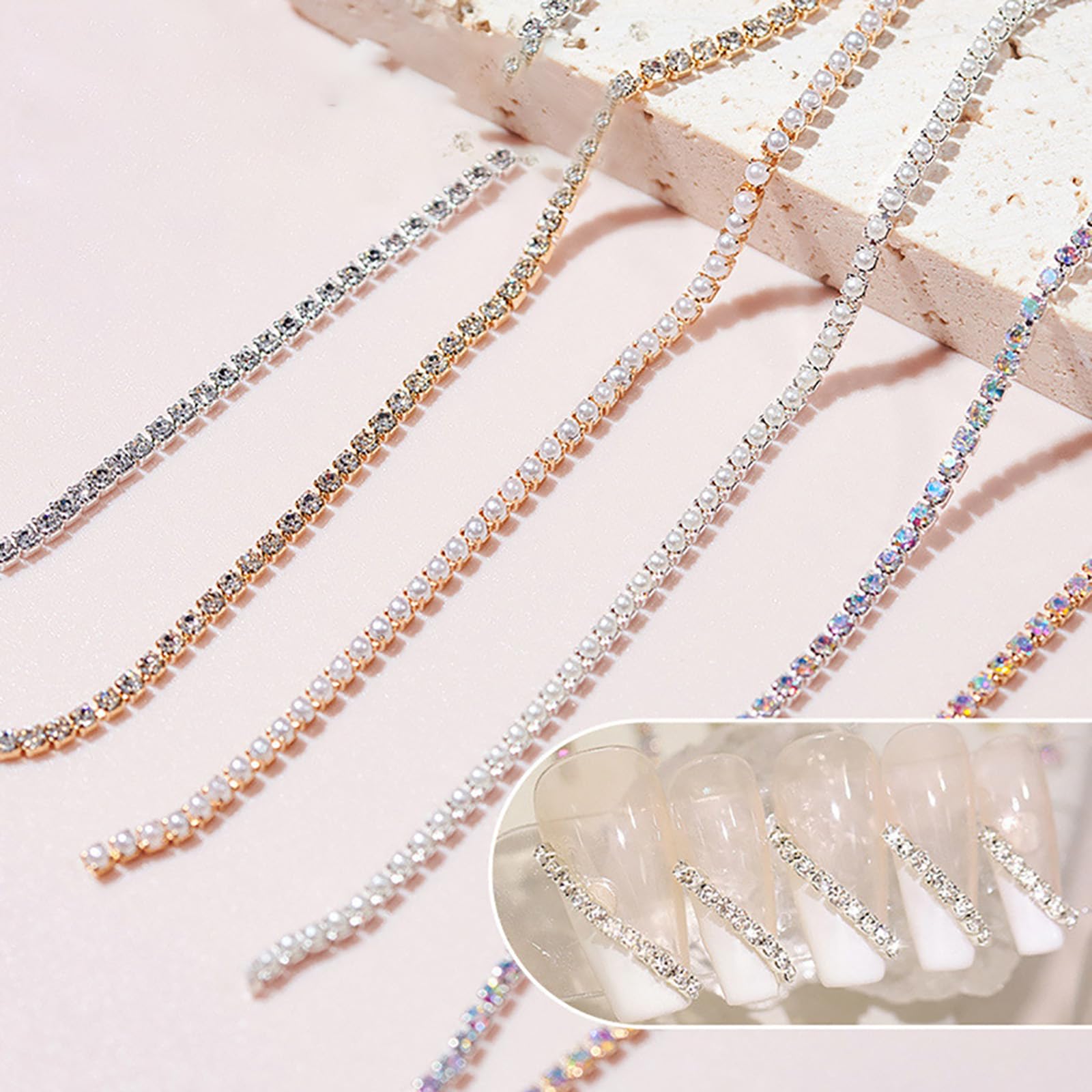 【送料無料】9種類 ネイル チェーン 270cm ゴールド ネイルデコパーツ ネイル ストーン チェーン ラインストーンチェーン シルバー ゴールド 銀 細い ...