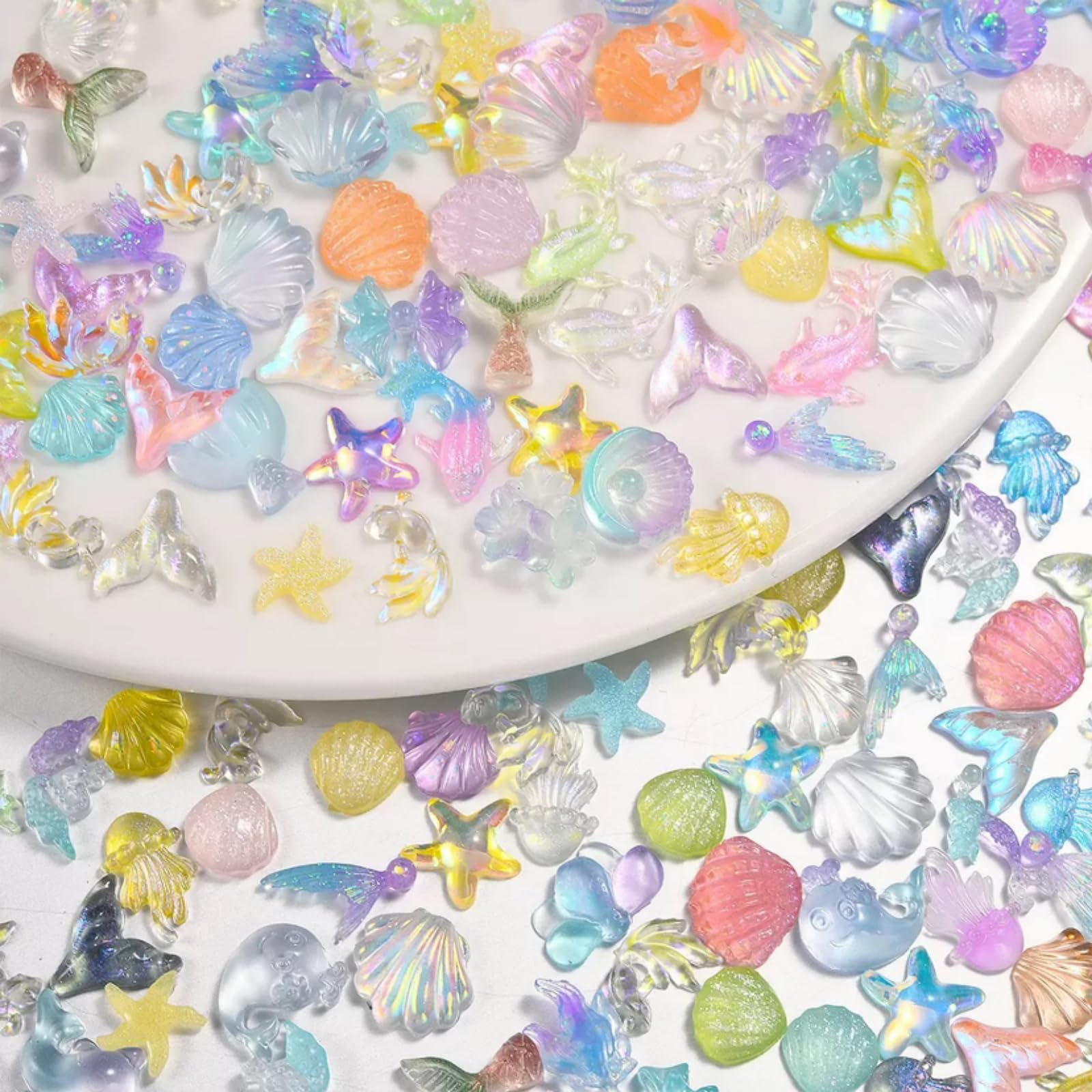 【送料無料】ネイルパーツ 海の生き物 約200個 3D 立体 可愛い ヒトデ イルカ クラゲ 人魚 貝殻 ネイル..