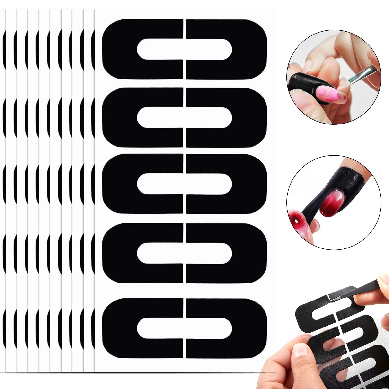 【送料無料】PAVIKE ネイルステッカー ネイルアートこぼれ防止ステッカー 100枚入り U字型ネイルプロテ..