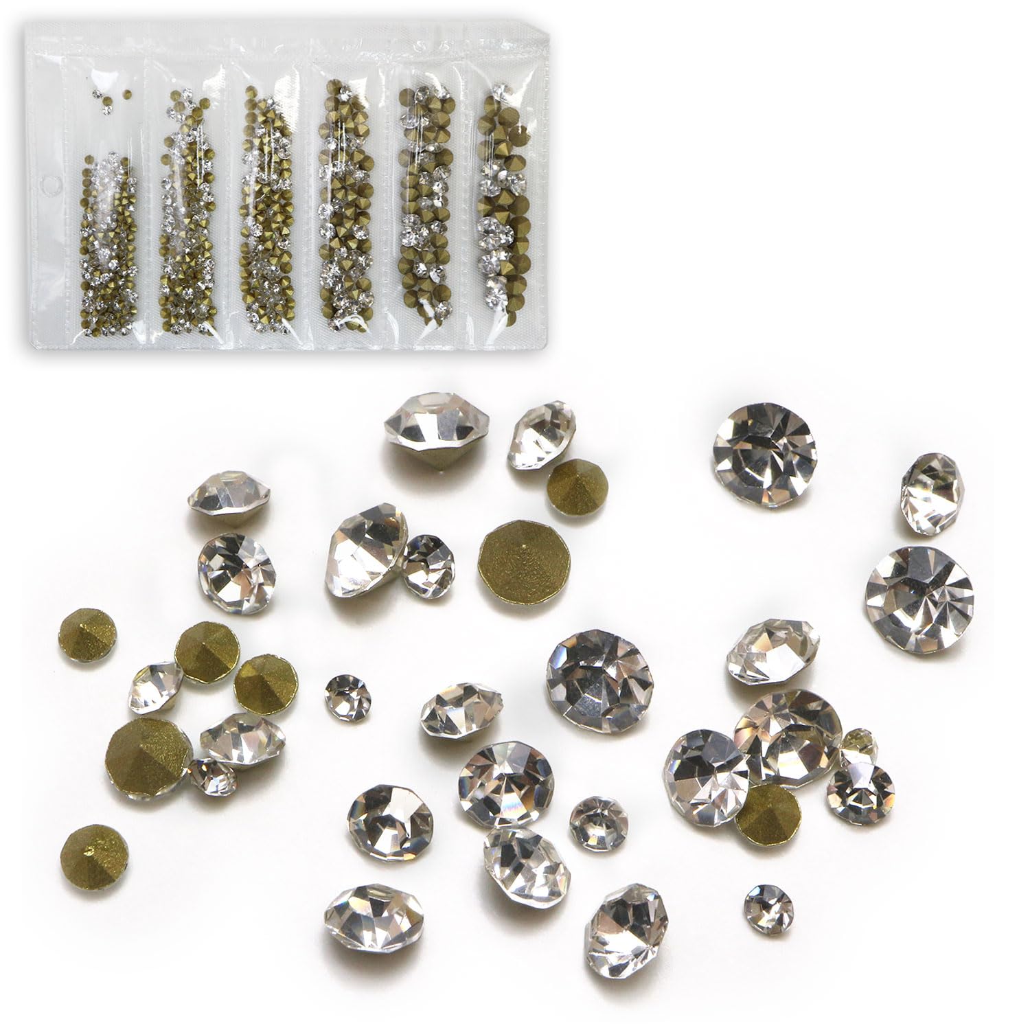 【送料無料】ネイルパーツ 6サイズ 大容量 立体 ネイルアート セット きらきらぷんぷん丸 色:Vカット クリスタル