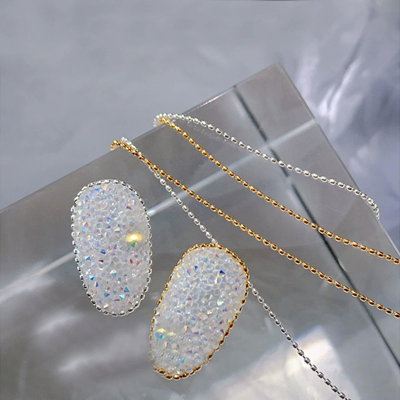 【送料無料】ネイルパーツ ネイル チェーン 50cm 2色 4本入り 極細 0.8mm+1mm スタッズパーツ 裁断可能..