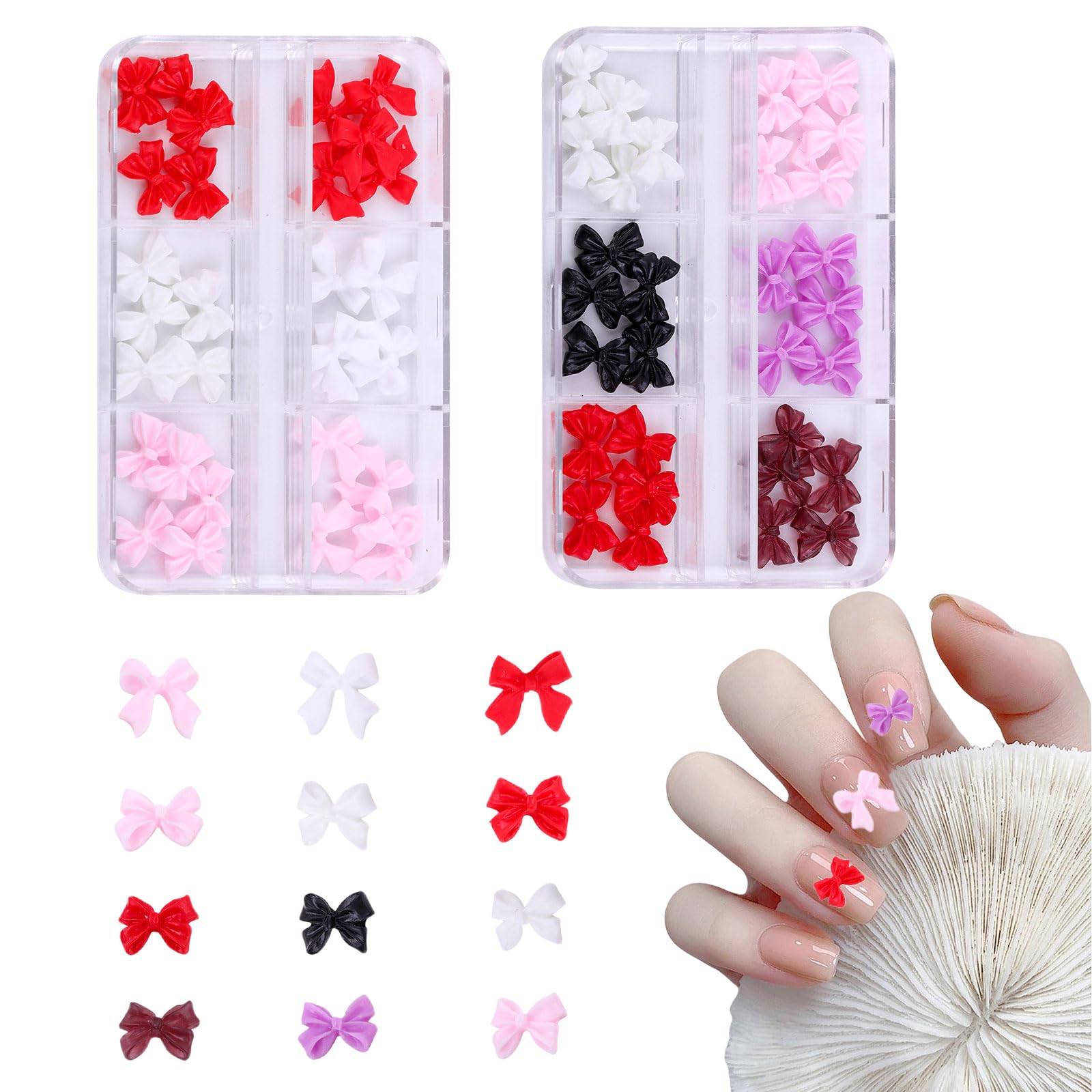 【送料無料】ネイルパーツ リボン 60個セット 3D立体 可愛い 蝶結び カラフル レジン用 ジェルネイル ..