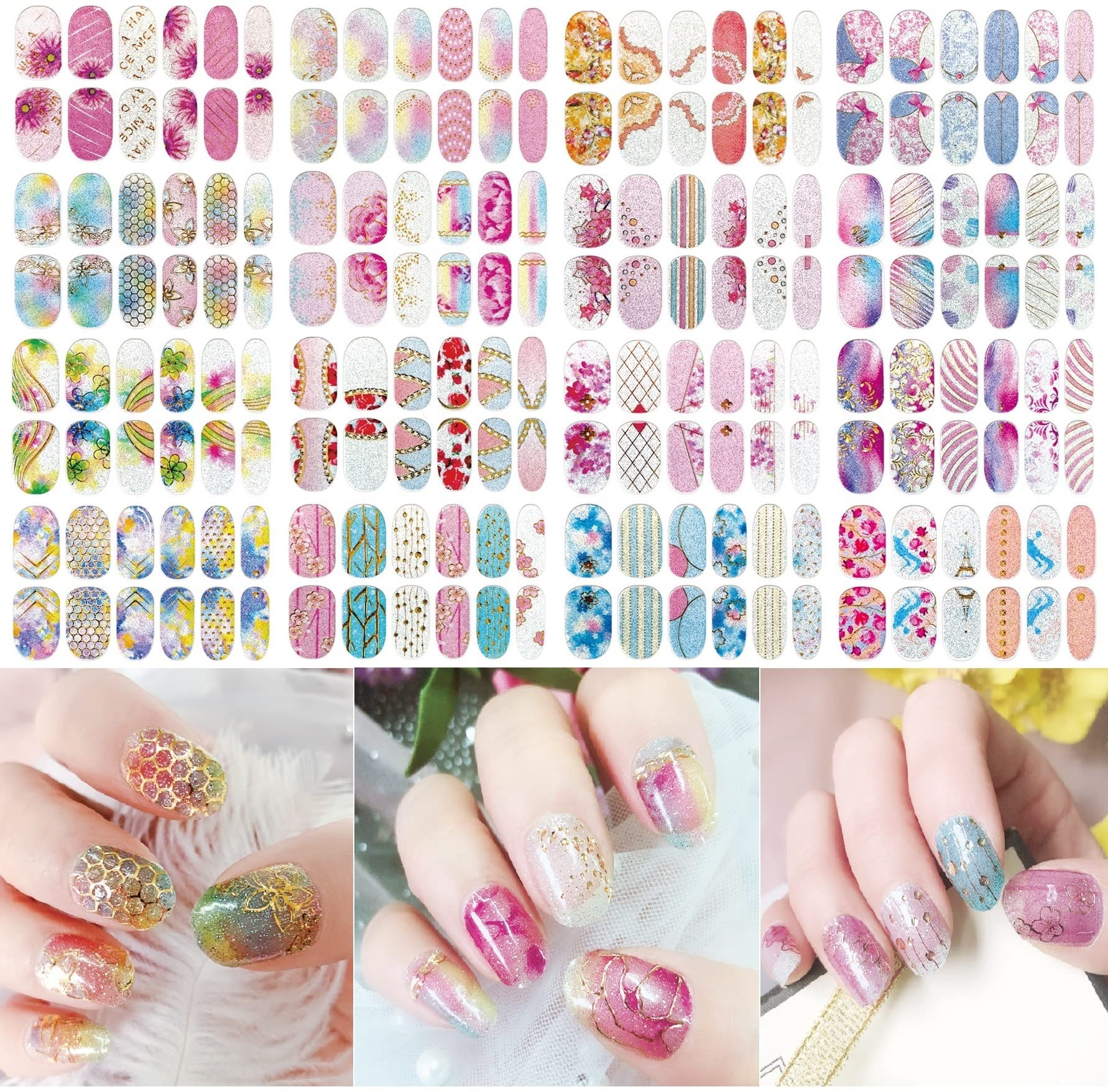 【送料無料】Bethany Home ネイルシール 手用 16枚入り ネイルステッカー 3D立体感 初心者 手の爪 ネイ..