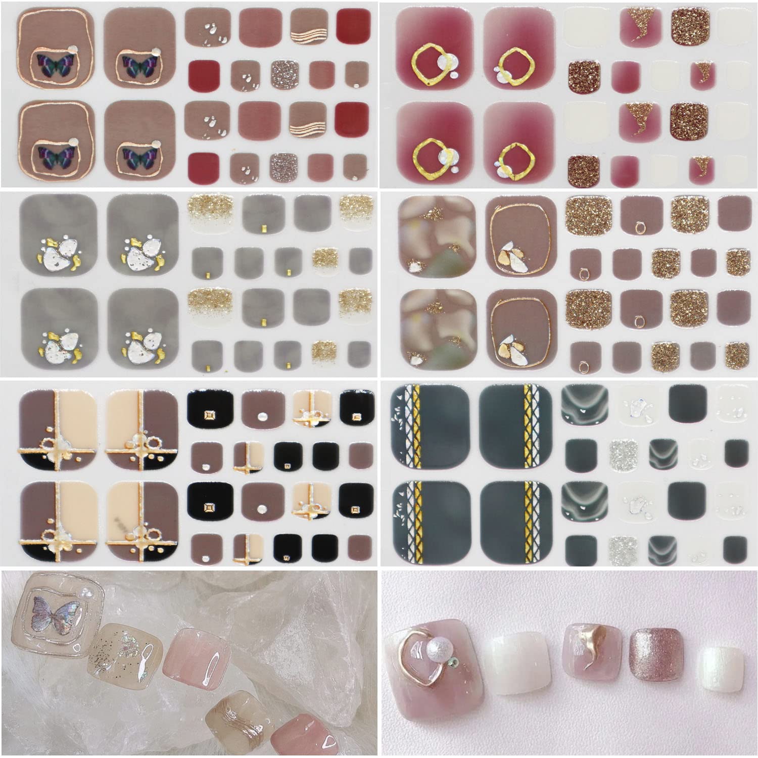 【送料無料】3D ネイルシール 足用 6枚セット 立体感 3Dネイルステッカー 夏 おしゃれ 可愛い 足の爪 ネイルチップ 貼るだけ ジェルネイル 初心者 操作簡単 レディース 色：06