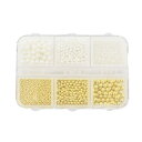 【送料無料】MYmama ゴールド & パール ブリオン 3サイズ 2色セット ケース付き 小 穴なし 封入 パーツ シャカシャカ シェイカー 色:ゴールド、ホ...