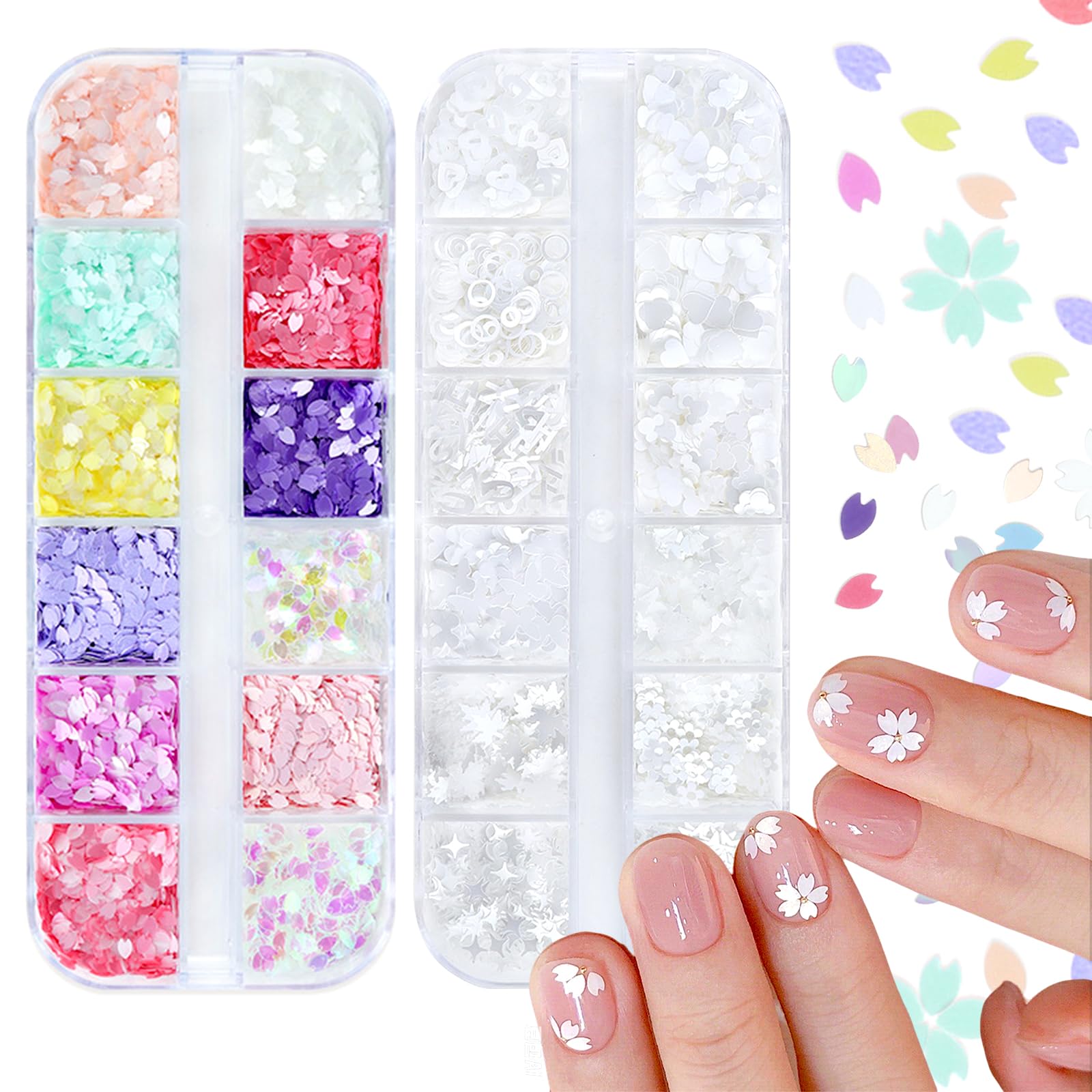 【送料無料】Snmzlc ネイルパーツ 桜の シークイン 2個 デコパーツホログラム 3D 花びら ハート 星 蝶 ..