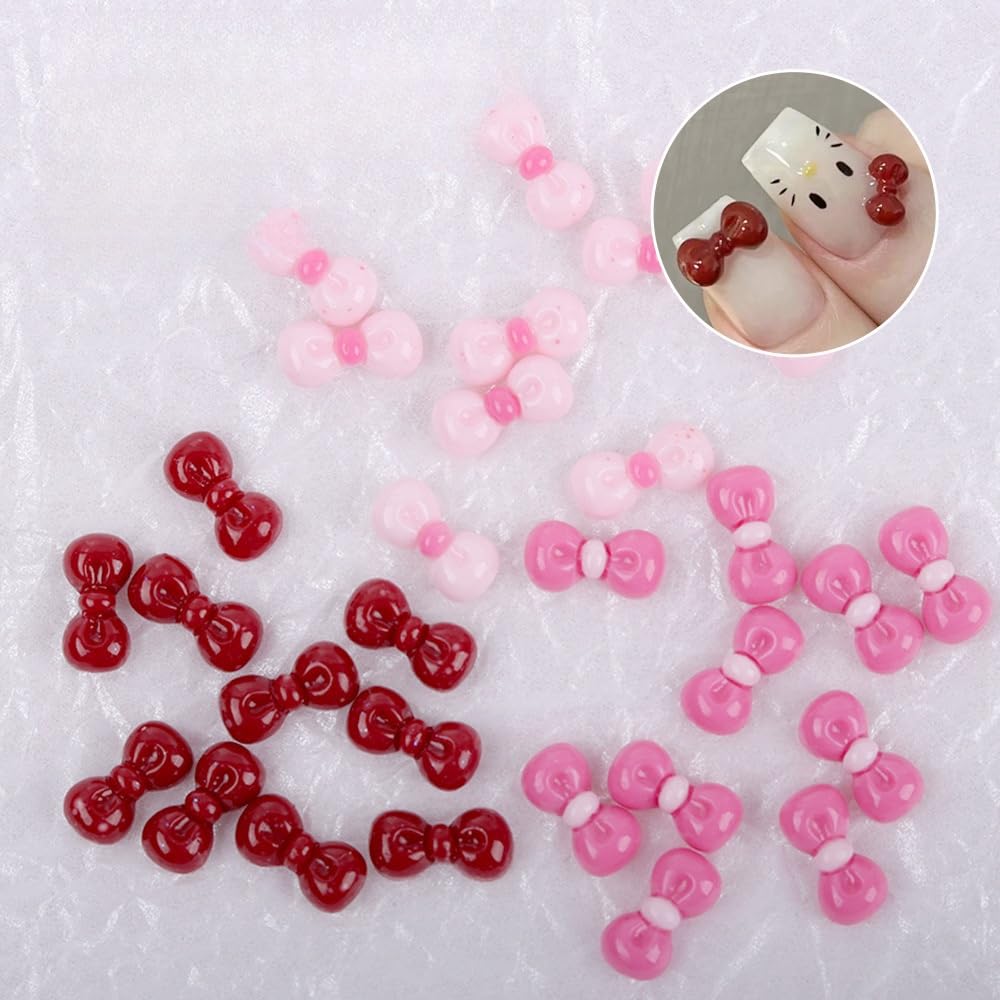 【送料無料】三色 蝶結び ネイルアートストーン 30個 ネイルパーツ 5D 手芸 リボン異なるリボンのスタ..